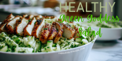 green goddess salad with chicken in a bowl