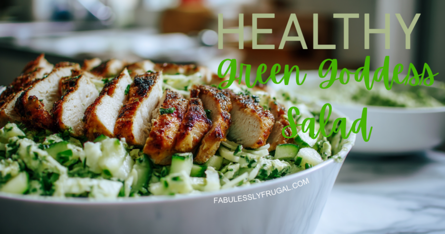 green goddess salad with chicken in a bowl