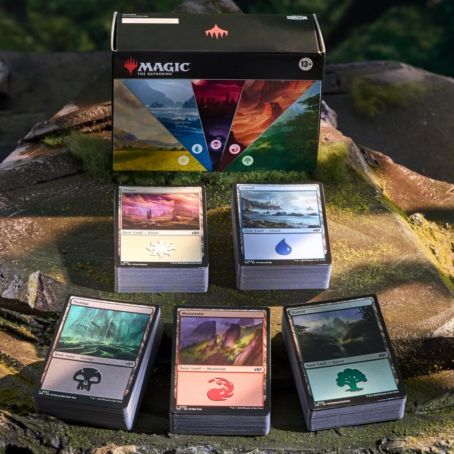 100 Magic: The Gathering Basic Land Cards Lot – 20 Of Each Type (Plains, Island, Swamp, Mountain, Forest) MTG