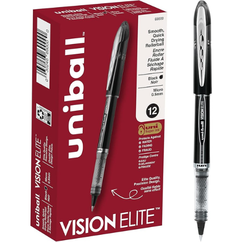 uni-ball Vision Elite Rollerball Fine Point Micro Tip Pens (0.5mm, Black) as low as $9.40 Shipped Free (Reg. $38.49) - 78¢/pen! 5.1K+ 4.7/5⭐