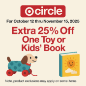 save 25% off 1 toy or kids book with target circle october 12 to november 15