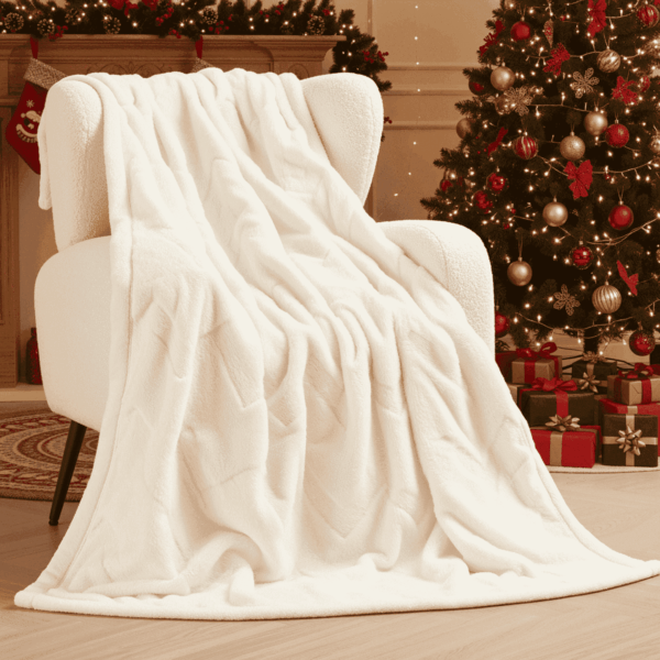 50 x 70 Naipo faux rabbit fur blanket in white