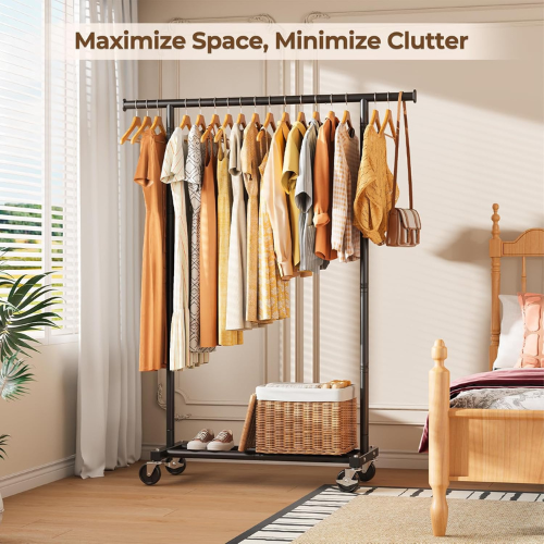 Metal Rolling Clothing Rack, Black $20.99 After Code (Reg. $49.99) - 450+ 4.6/5⭐