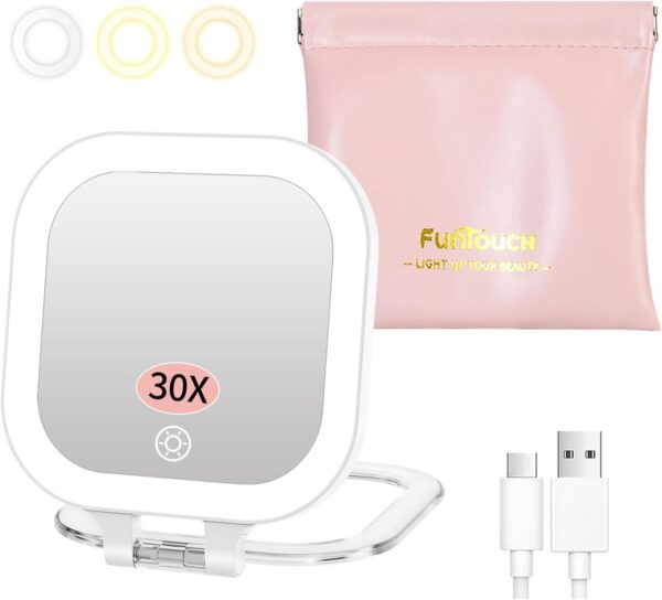 30x magnification rechargeable makeup mirror with LED lights