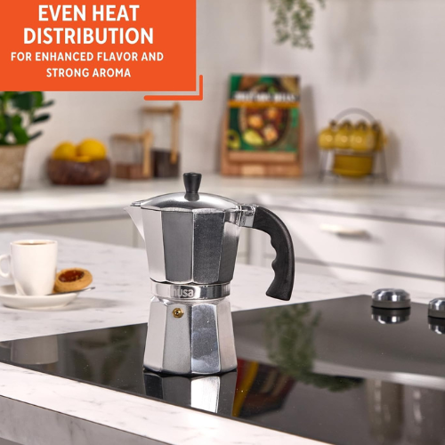 USA Aluminum Stovetop Espresso and Coffee Maker (Silver) 6-Cup $10.94 (Reg. $14.57) - 33K+ 4.3/5⭐