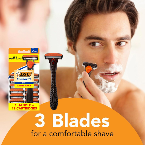 BIC Comfort 3 Men\'s Refillable 3-Blade Razor with 12 Cartridges as low as $4.71 After Coupon (Reg. $17.99) + Free Shipping 29K+ 4.4/5⭐