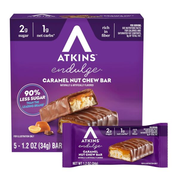 Atkins Endulge Caramel Nut Chew Bars two 5-count boxes