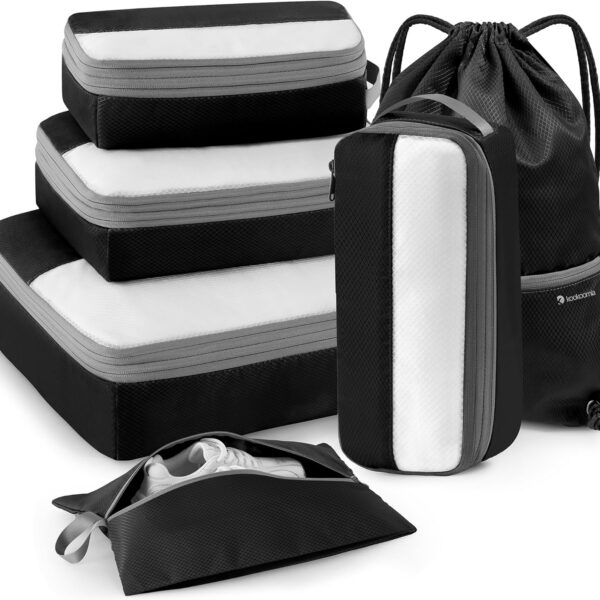 Kookoomia 6-piece compression packing cubes in black