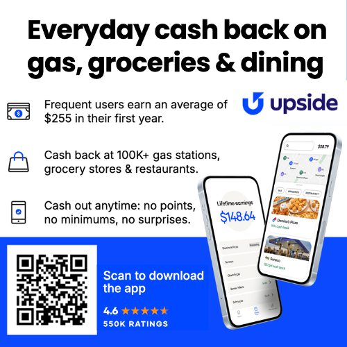 Download the Upside app and use referral code TB9BB to earn bonus cash back