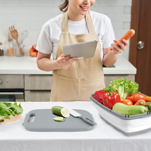 9-in-1 Collapsible Cutting Board with Colander & Grater - Gray $21.22 After Code (Reg. $26.97) 3K+ 4.4/5⭐