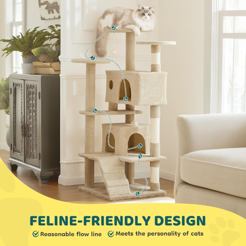 54-Inch Cat Tree Tower with Sisal Scratching Post - Beige $36.94 Shipped Free (Reg. $44.55) 4.4/5⭐