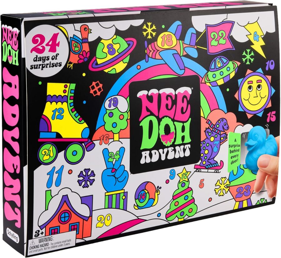 NeeDoh Squishmas Advent Calendar with 24 mini squishy sensory toys for a Christmas countdown